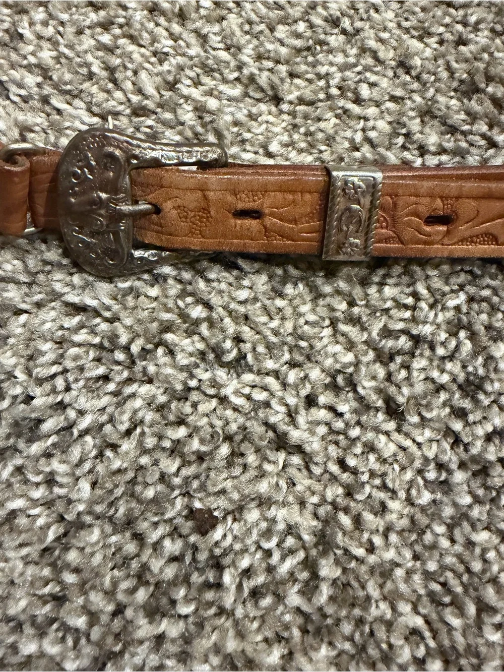 VTG Tooled Leather Western Belt Ranger Buckle Top Grain Cowhide Cowboy Size 26